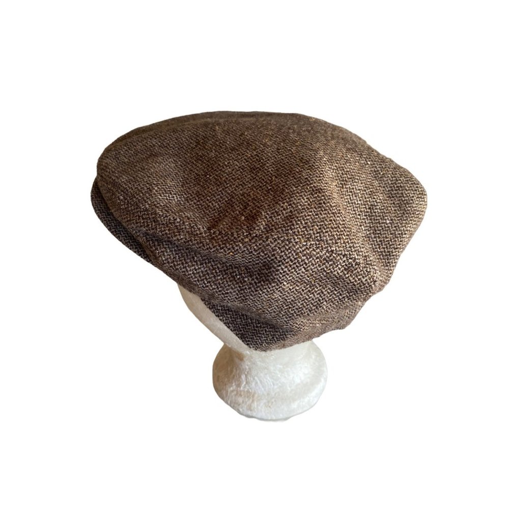 Dockers Brown Herringbone Wool Newsboy Cabbie Hat Cap Size Large